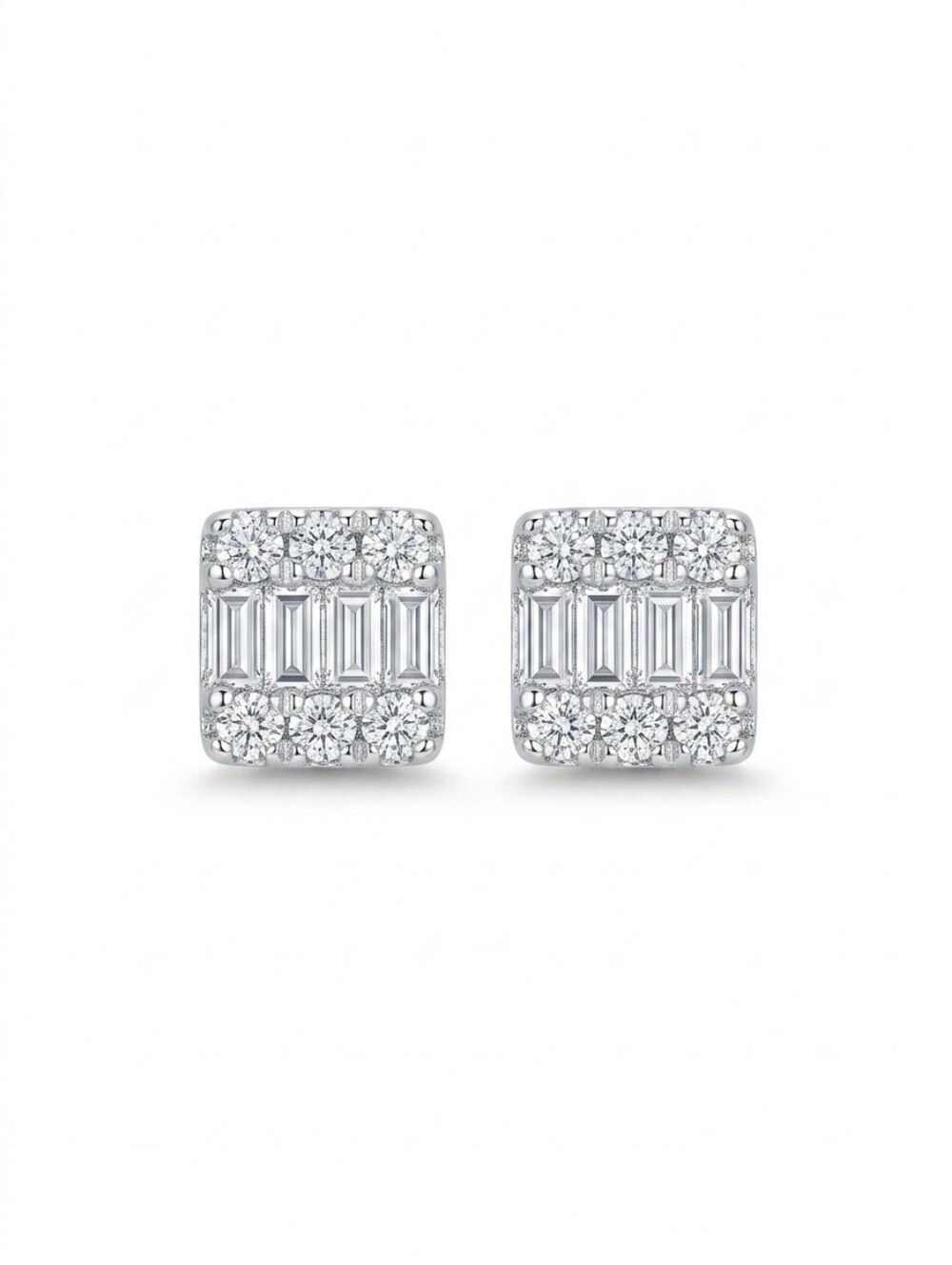 Dainty Rectangular CZ Earrings - Picture 2 of 5